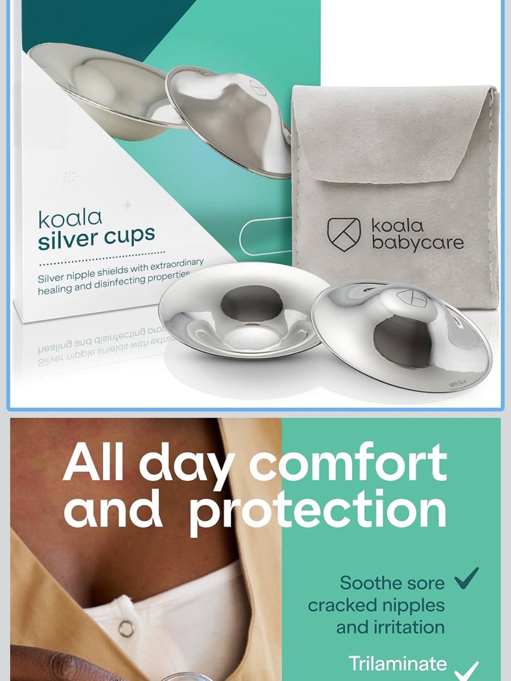 Koala Kids Silver Stainless Nipple Shields